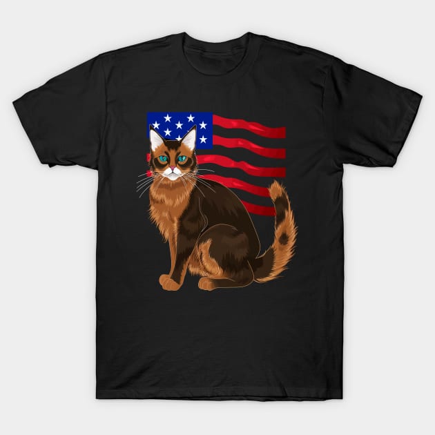 Patriotic Somali Cat T-Shirt by JH Mart